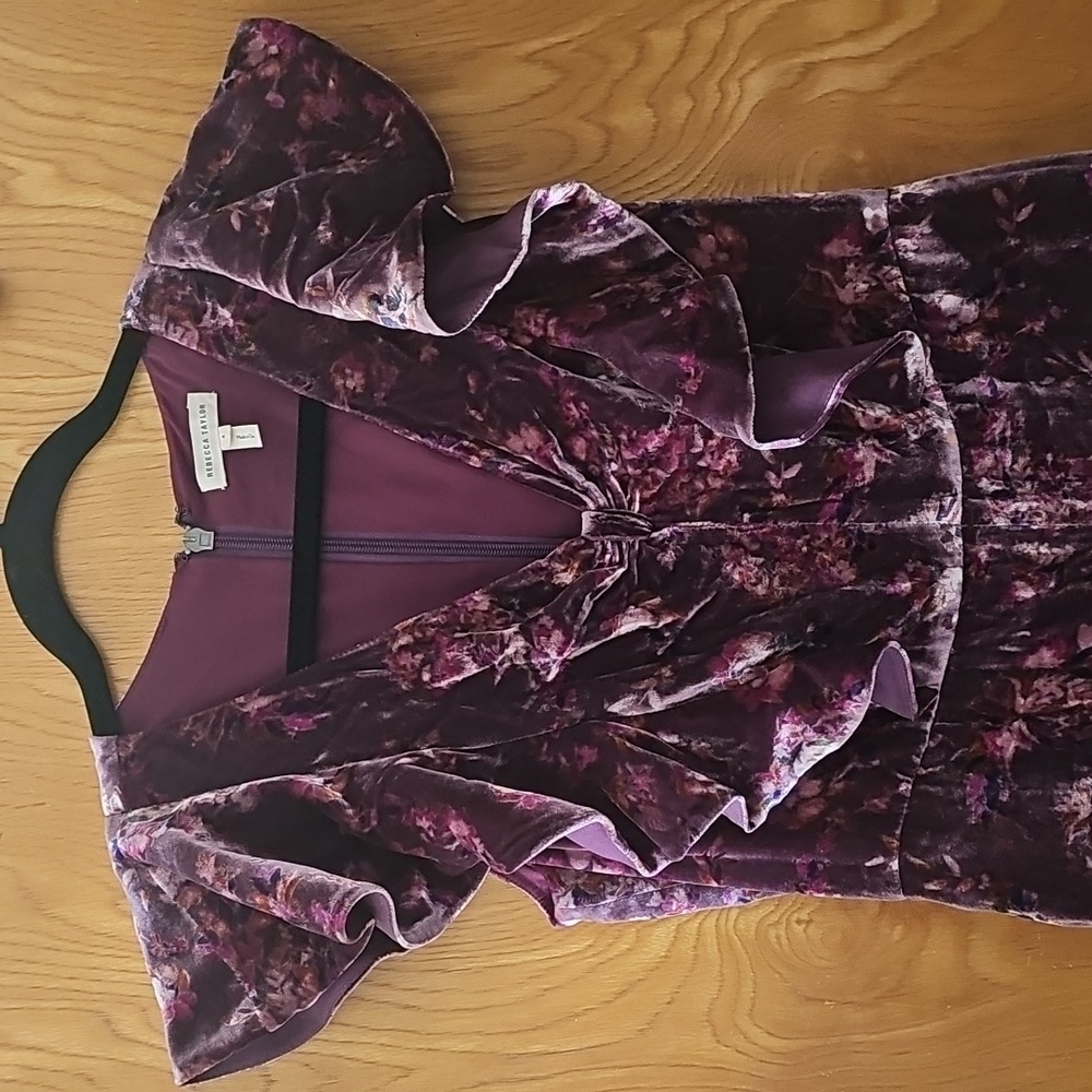NWOT REBECCA TAYLOR FLORAL VELVET JUMPSUIT - Picture 6 of 10